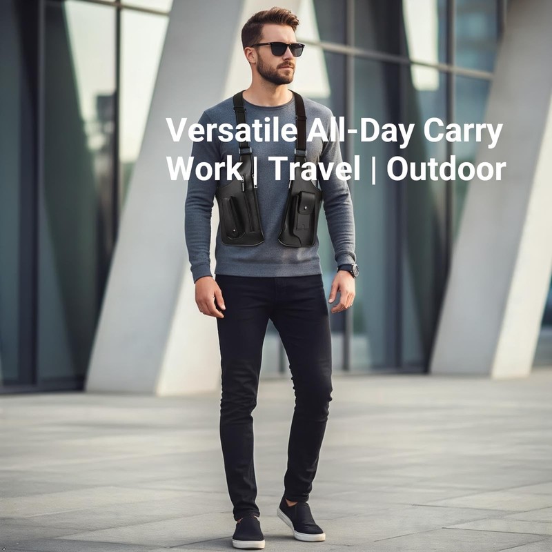 ASTRULUME Premium Leather Adjustable Underarm Shoulder Holster Bag for Men
