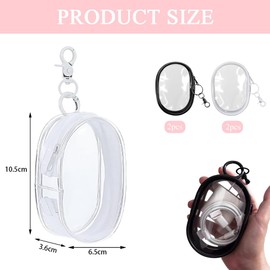 TRKETK 4 Pcs Clear Keychain Pouch Portable Mini Doll Display Pouch Zipper Closure Cute Clear Waterproof Makeup Bag Keychain for Women Lipstick Card Blind Boxes Keys Data Cable Organizer