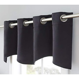 WARM HOME DESIGNS 1 Black Color Scalloped Valance Scarf with 8 Grommets. These Café Curtains Measure 137 cm Wide and 45 cm Long (54 x 18 Inches). Valances Look Great in Kitchen, Bathroom, Dining Room, Basement or RV. N Black Scalloped Valance