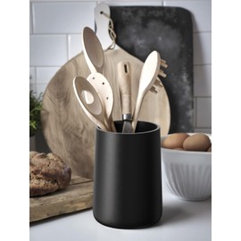 IVE Design Utensil Holder – 7" Tall x 5.2" Diameter Kitchen Utensil Organizer for Countertop (Matte Black, 1 Pack)