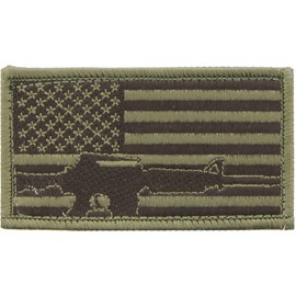 Military Uniform USA American Flag Patch Military Hook & Loop Flag Patch (US Flag Rifle)