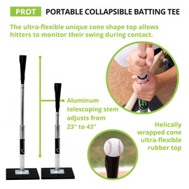Champion Sports Steel and Aluminum Stem with Rubber Cone Pro Baseball Tee Adjustable Practice Tee with High Density Base