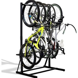 KOKEBREN KOKEBREN 5 Bike Storage Rack, Freestanding Bike Storage, Adjustable Height, Space Saving, 300 Lbs Capacity, Vertical Bike Storage Garage For Front Yards, Backyards, Basements