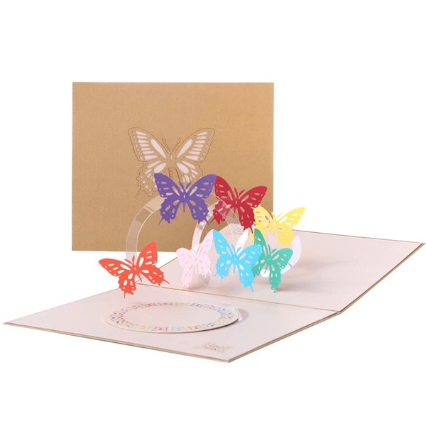 Paper Spiritz Butterfly Dances Pop up Cards Birthday, Anniversary Thank You Card,Mother's Day Cards, Handmade Graduation Blank Card, With Envelopes
