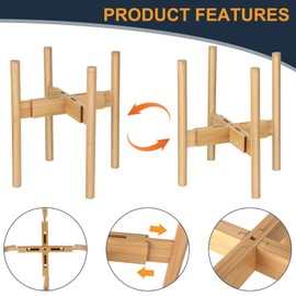 Adjustable Bamboo Wood Stand for Towel Warmer Bucket -( 9''-15'') - Sturdy Durable Bamboo Wood Holder - Compatible with Most Bath Towel Warmers - Ideal Bath Towel Warmer Accessory for the Bathroom