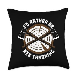 Gear Axe Throwing Target Set Axes Rules Kit Gifts I'd Rather Game Axe Thrower Throw Pillow, 18x18, Multicolor