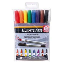 Sakura IDenti-Pen Set of 8 Pens All Colours Allround Permanent Markers Fine and Extra Fine Points