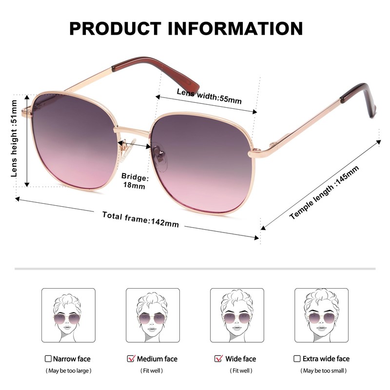 SOJOS SJ1137 Designer Round Rectangular Sunglasses Flat Mirrored Lens Metal