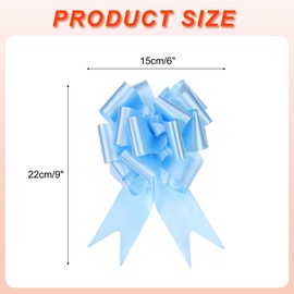QUARKZMAN Pack of 10 Gift Bows with Gift Ribbons Large Pull Bow 15 cm Gift Bow Ribbon Decoration for Gift Wrapping Wedding Car Birthday Light Blue