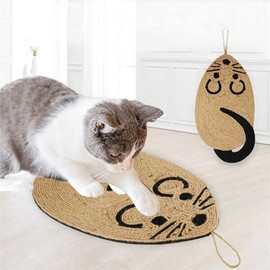 HomeSoGood Sisal Cat Scratcher Pad, Mice Shape, 54x25x1cm, Brown
