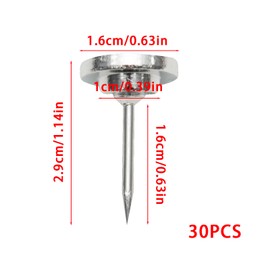 30 Pieces Metal Thumb Tack Push Pin，Wall Pin Wall Tack for Wall Hanging Bulletin Boards, Cork Boards, Foam Boards, Map Photos Calendar with Box（Silver）