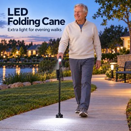 Collapsible Telescopic Folding Cane Elder Cane LED Walking Trusty Sticks Elder Crutches For Mothers The Elder Fathers With Alarm