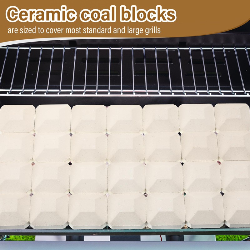 Baquler 30 Pcs Ceramic Briquettes for Gas Grill, BBQ Grill