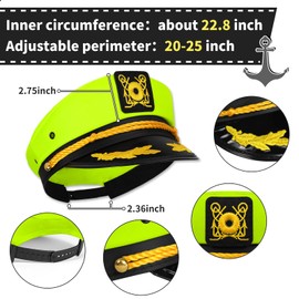 dodowin Captain Hat for Men Women Green Adjustable Sailor Hats Boat Cruise Yacht Rock Party Costume Beach Essentials Hawaiian Outfit