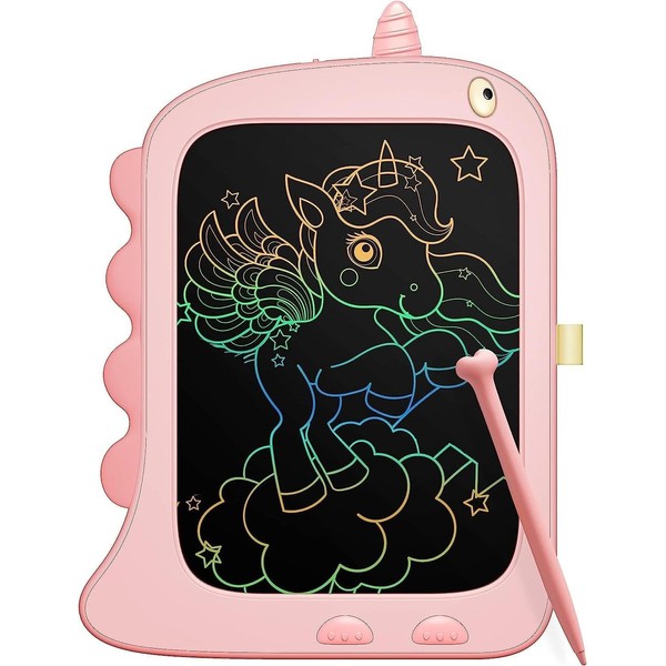 Bravokids LCD Writing Tablet 8.5" Doodle Board Colorful Screen Drawing Pad, Kids Learning Educational Toys Unicorn Gifts for Girls Toddler Travel Birthday Gifts Toys for 3 4 5 6 7 Year Old Girls