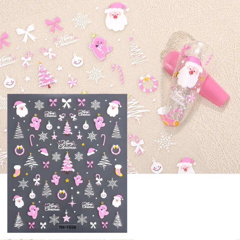 6pcs Nails Stickers Navidad Uñas Tiras De Múltiples Estilos Navidad
