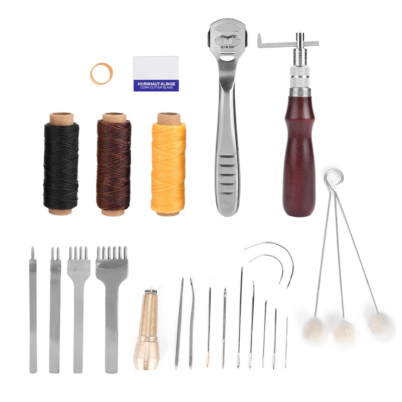 21Pcs DIY Handmade Leather Crochet Hook Needles Sewing Craft Tool