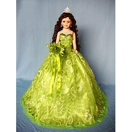 Jmisa 28" Umbrella Porcelain Dolls Quince Anos Green