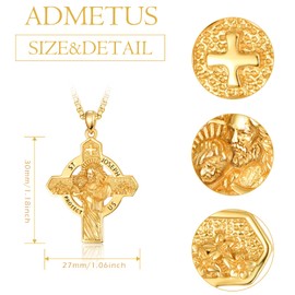 ADMETUS Sacred Medal, Sacred Amulet Necklace, 925 Sterling Silver Protection Pendant, Jewellery for Men with 2.5 mm Width, 55.9 + 5.1 cm Length, Rolo Chains, Sterling Silver, No Gemstone