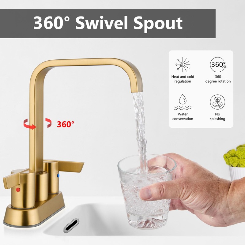 GBBNE Bathroom Faucet 4 Inch Centerset 3 Hole,Double Handle Faucet