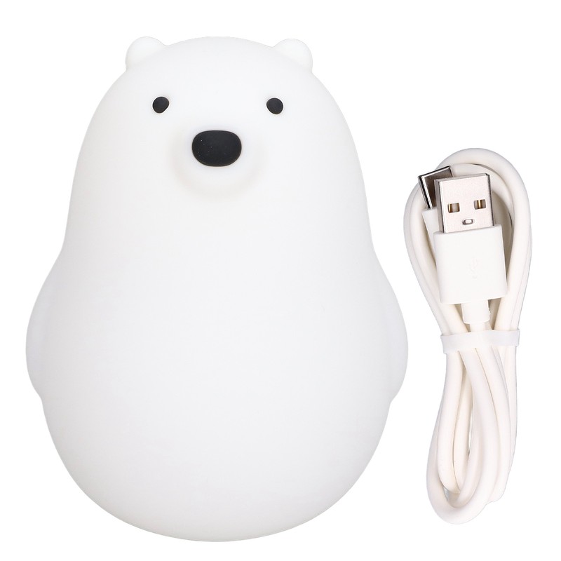 LED Night Light Cartoon White Bear Baby Pat Light USB