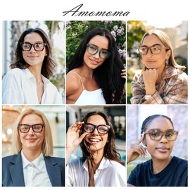 AMOMOMA 3 Pack Trendy Oversized Blue Light Stylish Readers for Women,Retro Square Cute Sturdy Computer Womens Reading Glasses AM6042 Black+Brown+Green 1.75