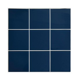 CASAPALACE Glass Peel and Stick Backsplash, Dark Blue Glass Backsplash Square Mosaic Wall Tiles for Kitchen Bathroom (5 Sheets, 5 SQ.FT.)