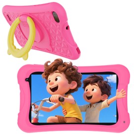 DigiLand 7inch Android Kids Tablet, 4GB RAM+32GB ROM, Quad-Core CPU, 3000mAh Battery (4H), Kid-Proof Case, Learning Apps, for Toddlers & Children 2-12 Years（Pink）