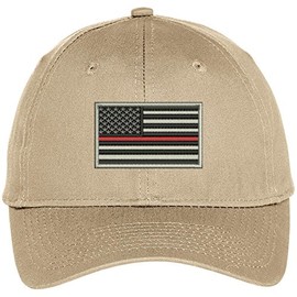 US Bandera Americana delgada línea roja fire Fighter Gorra de béisbol bordado, Caqui