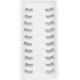 DYU1 Half False Eyelashes, 10 Pairs, Russian Strip Lashes, D/DD Curl, Fluffy Mink Eyelashes, Natural Eye Lashes Pack, Reusable Eyelash Extension