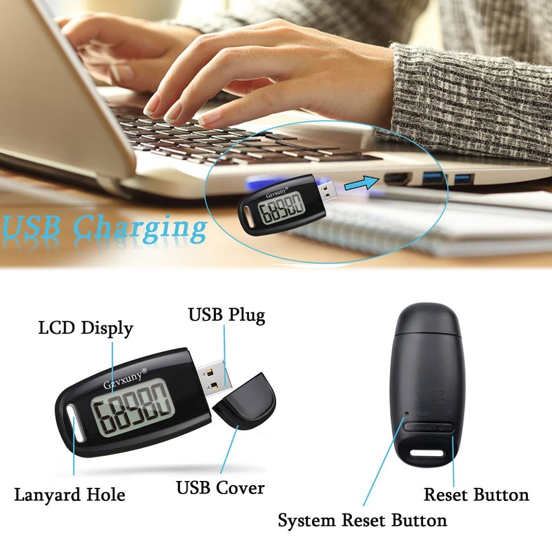 3D Walking Pedometer with Clip, Easy Activity Fitness Tracker for