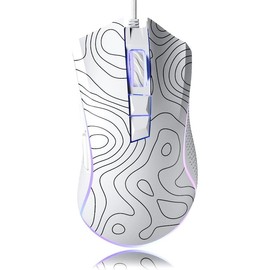 XVX Wired Gaming , 12000 DPI RGB Gaming  with 12 Backlit Modes & 7 Macro Buttons, PC Gaming Mice Support DIY Keybinding,  Gamer Computer  for Laptop PC  Windows, Kanagawa - Colour: Topographic