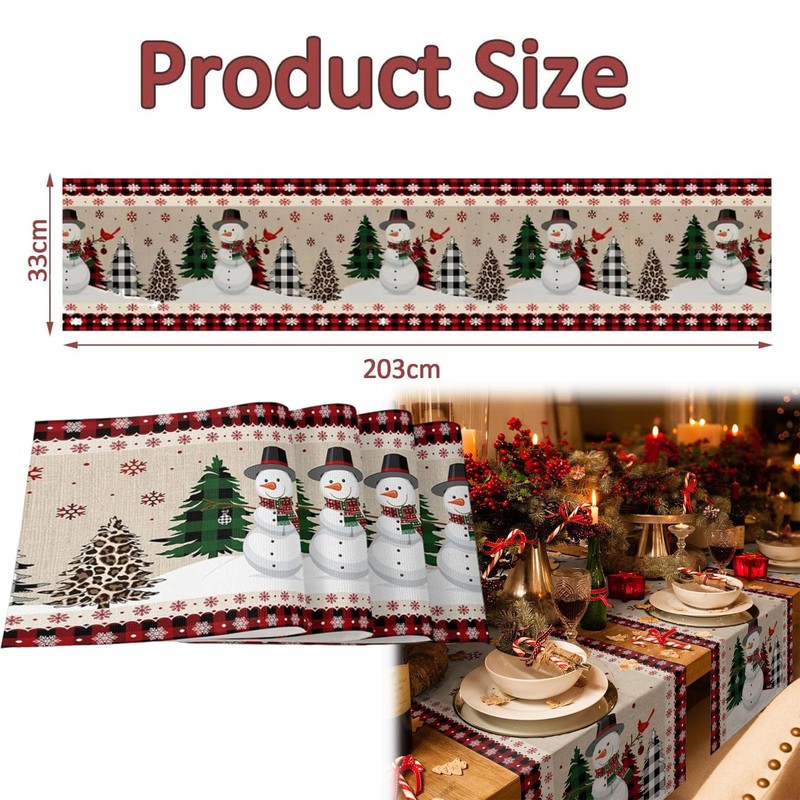 Christmas Table Decoration Snowmen Christmas Table Runner 33 x 203