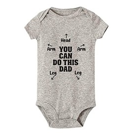 Yeavomeny with Instructions for Dad Baby Short Sleeve Bodysuit Novelty Jumpsuit Bodysuit for Baby D-Gray