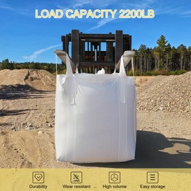 10 Pack FIBC Bulk Bag, Ton Bag, 35"L x 35"W x 43"H, 2200lbs SWL, Heavy Duty Bulk Bag for Industry Agriculture