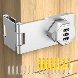 YogePote 90 Degree Cabinet Locks with Combination, Mechanical Folding Door Latch, Keyless Password Rotary Hasp Latch Lock for Office File Cabinet, Drawers, Locker, Small Door, Cupboard (1, Silver)