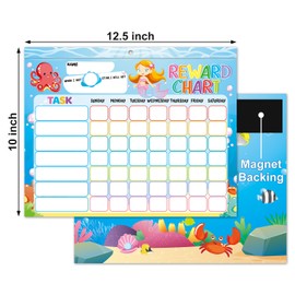 Behavior Reward Chart System for Kids Girls Toddlers - Pad with 30 Chore Charts, 1920 Star Stickers, 96 Incentive Stickers to Motivate Responsibility and Good Habits (Unicorn) (Mermaid)