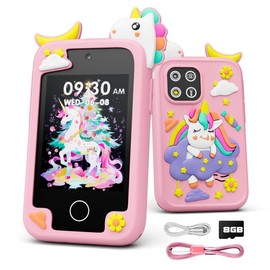 AmazingOcean Kids Smart Phone for Toddler Gifts - Easter Birthday Gift for Age 3 4 5 6 Year Old, Kids Cell Phone Toy with Touchscreen, Dual Cameras, Learning, Music Player, Games,8 GB,Little Gift for Boys&Grils:_Pink Unicorn
