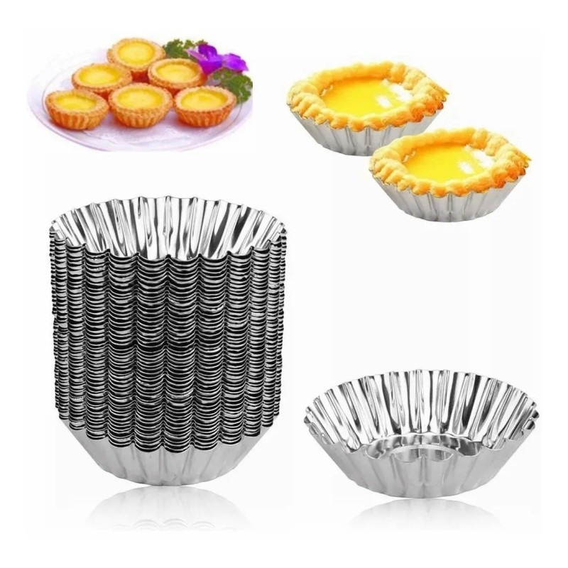 50 Unidades Moldes Para Mini Tartaletas De Acero Inoxidable Plateado