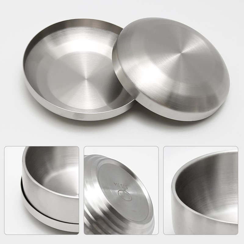 Aynaxcol Stainless Steel Rice Bowl with Lid, Set of 2,