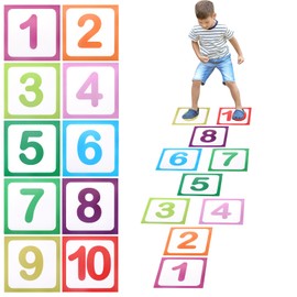 10 Pcs Number Floor Stickers Hopscotch Lattice Floor Stickers Floor Decals, Number Stickers 1-10 Number Wall Decals Floor Stickers for Classroom Bedroom Living Room (MZ-6-042)