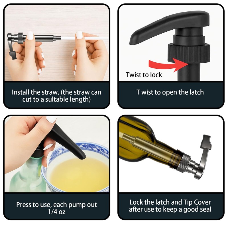 Syrup Pump, 4 Pack Professional Monin Pump Dispenser for Coffee