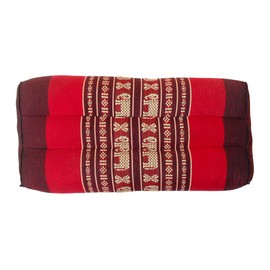 Traditional Thai Kapok Yoga Support Block Cushion Meditation Pillow size 35 x 15cm (Red with Elephants)