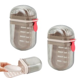 2 Pcs Travel Soap Case, Leakproof Bar Soap Holder with Lid, Portable Transparent Grey Soap Box with Quick Drainage Tray, Durable Soap Container for Bathroom Gym Camping Hiking Vacation Essentials