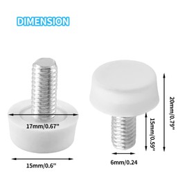 Biaungdo 24 Pcs Adjustable Furniture Levelers, M6x15 mm Ajustable Leveling Feet Screw On Furniture Glide Foot Levelers for Table, Chair, Cabinet, Furniture Legs, White