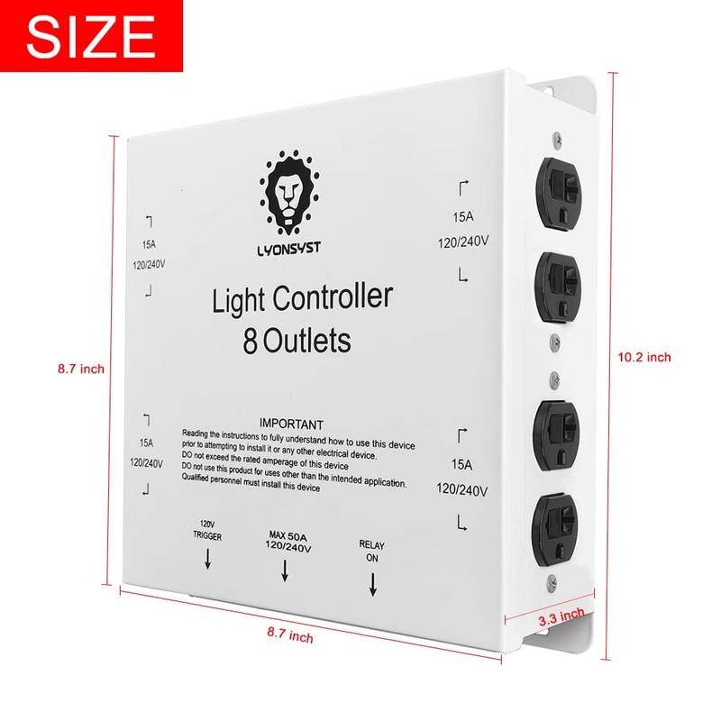 LYONSYST 8 Outlets Relay Controller With Trigger Cord for Indoor