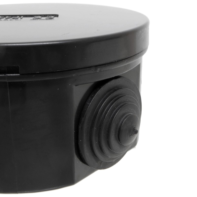 10 x Weatherproof Junction Box Outdoor Black - 80x40mm Round