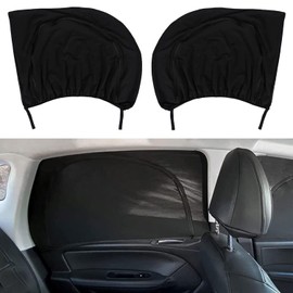 WADY Car Window Shades with Zipper, Elastic Car Window Sunshades, Car Window Shade, Sun Blocking Car Side Window Sun Shade for Privacy Protection, Breathable Mesh Window Cover for Car (Rear Window)