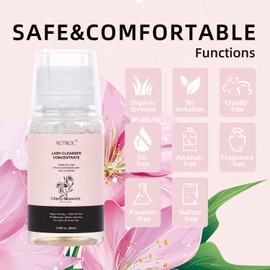 Eyelash Cleanser Concentrate Cherry Blossom 60ml Professional Lash Extensions Shampoo Natural Foaming Cleanser DIY Paraben & Sulfate Free Non-lrritating Wash for Extensions Lashes with Salon Home Care-Makes 60ml Bottles Eyelash Shampoo
