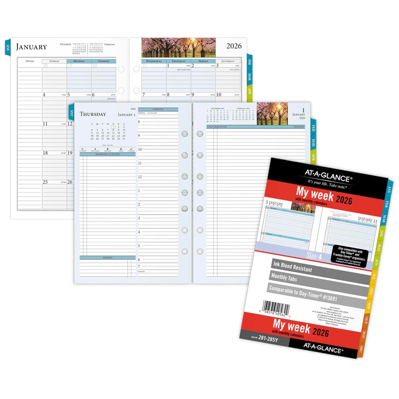 AT-A-GLANCE 2026 Planner Refill, Weekly & Monthly, 5.5" x 8.5",